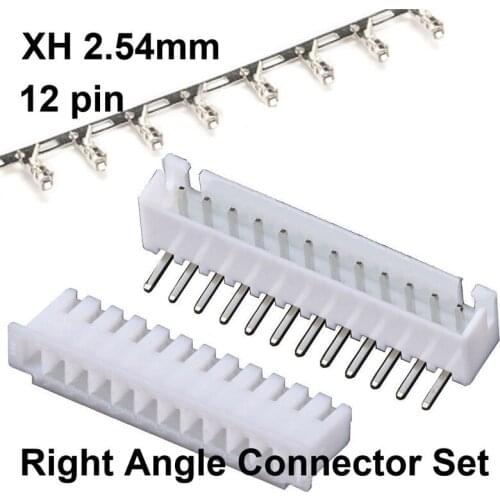 10 sets XH 2.54mm 12 pin Connector Plug ( Male, Right Angle Female , Crimps )