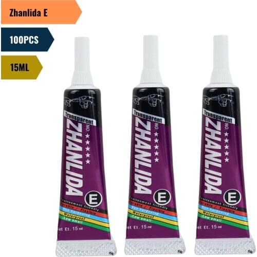 100PCS Zhanlida E 15ML Clear Contact DIY Adhesive Universal Repair Glue With Precision Applicator Tip