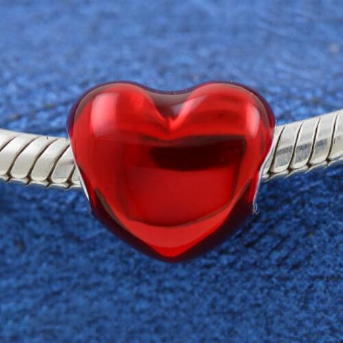 Lover 925 Sterling Silver Beads Metallic Purple Red Heart Charms Fit Original Pandora Bracelets Women DIY Jewelry