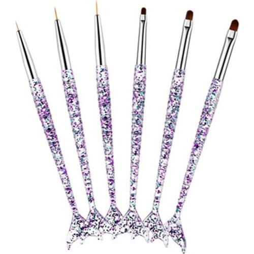 3Pcs/Set Mermaid Handle Nail Art Liner Painting UV GEL Extension Builder Brush DIY Pattern Design Drawing Line Pen Manicure Tool