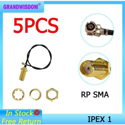 5pcs Extension Cord UFL to RP SMA Connector Antenna WiFi Pigtail Cable IPX to RP-SMA female to IPX 20cm