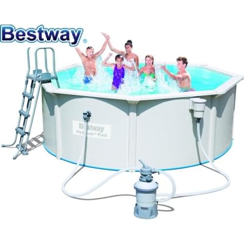 56574 Bestway Round 12'x48"/3.60mx1.20m HYDRIUM POOL Set Above Ground Iron Plate Pool Set:Pool,Filter Pump,Safe Ladder,Mattress
