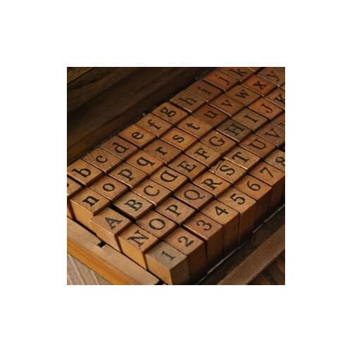 70pcs Seals 10 Number 52 English Alphabet 8 Symbol Wooden Box Seal Stamp Set for DIY Diary Ablum Letter Paper Envelopes Wedding