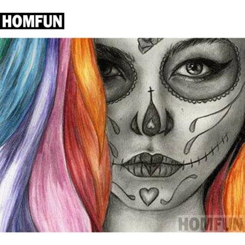 HOMFUN Full Square/Round Drill 5D DIY Diamond Painting "Skull girl" Embroidery Cross Stitch 5D Home Decor Gift A00010