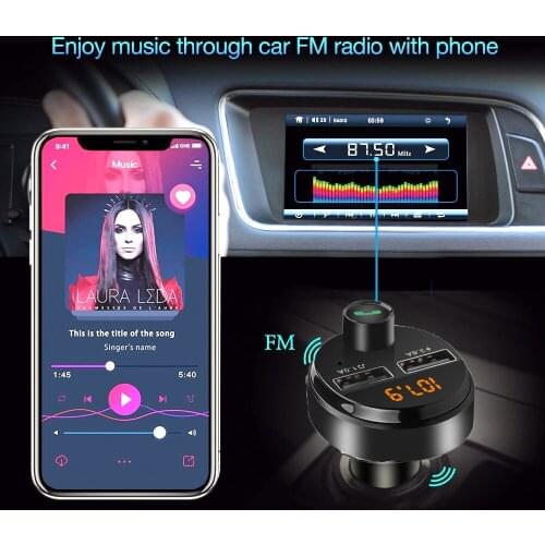 Car FM Transmitter Modulator Car MP3 Stereo Player Bluetooth Handsfree Car Audio Adapter Dual USB Phone Charger