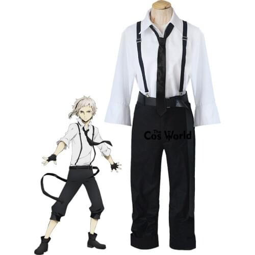 Bungo Stray Dogs Nakajima Atsushi Shirt Overalls Uniform Outfit Anime Cosplay Costumes