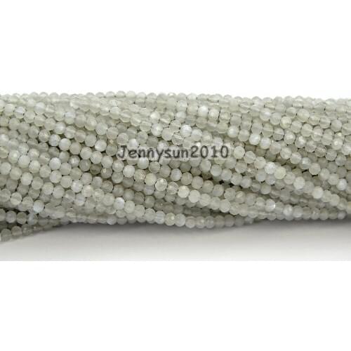 Brilliant Cut Shining Natural Grey Moonstone Gems Stone 2mm~2.7mm Faceted Round Beads Jewelry Making 2 Strands/Pack