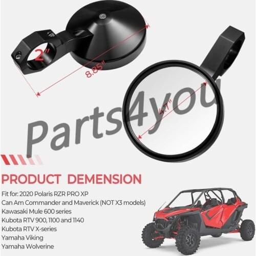 1.75" 2" UTV Side View Mirrors Aluminum Alloy for Polaris Ranger RZR for Can-Am Maverick Commander for Kawasaki Teryx Rhino Mule