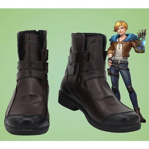 LOL Ezreal Cosplay Boots Brown Shoes Custom Made for Boys and Girls Cosplay Accessories