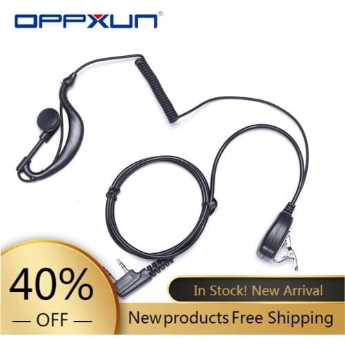 Oppxun 2 Pin Headset PTT Mic 1m Ear Hook Walkie Talkie Earbud Interphone Earphone Earpiece for Baofeng UV5R/ Kenwood / HYT