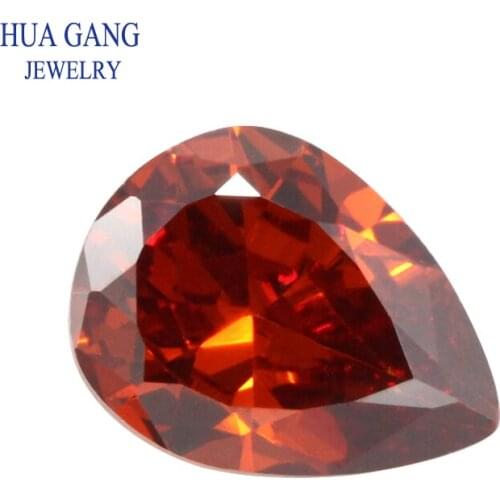 Garnet Pear Shape Cubic Zirconia Brilliant Cut Loose CZ Stone Synthetic Gems Beads For Jewelry Size3X5-12X16mm