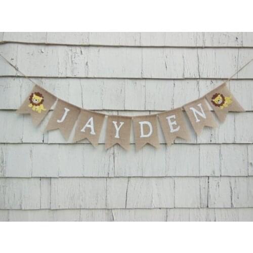 CUSTOM lion elephant horse Safari animal baby shower birthday burlap Banners nursery room Buntings garlands Photo Prop signs