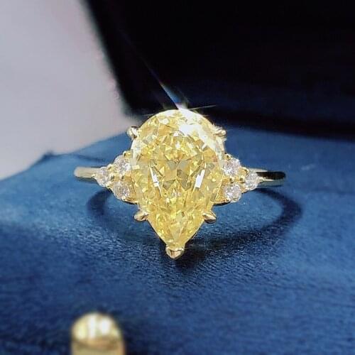 Ring 8 * 12mm Water Drop Shape High Carbon Diamond Bridal Rings Sparkling Wedding Party Temperament Fine Jewelry Gifts