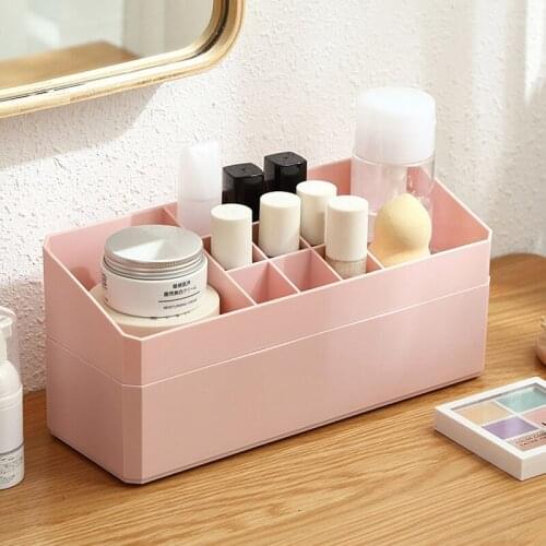 Japanese Cosmetics Storage Compartment Desktop Lipstick Dressing Box Double-layer Plastic Jewelry Multi-compartment Storage Box