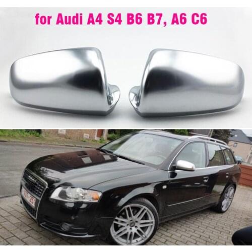 1Pair Car Wing Mirror Caps Matt Chrome Mirror Cover Rearview Side Mirror Cap S Line for Audi A4 S4 B6 B7 A6 C6