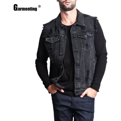 Garmenting 2021 New Spring Autumn Simple New Mens Denim Jackets Casual Fashion Sleeveless Jean Denim Vest Jacket Men Clothing