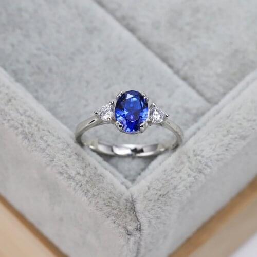 Best selling European and American S925 silver fashion wedding ring dark blue crystal luxury jewelry womens gifts