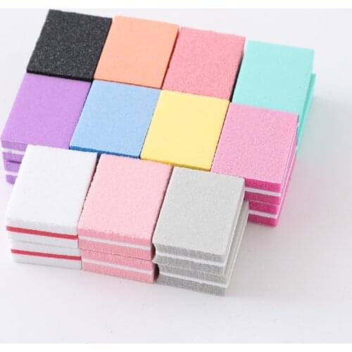 10pcs Mini Nail File Blocks Double-sided Colorful Sponge Nail Polish Sanding Buffer Strips Polishing Manicure Tools