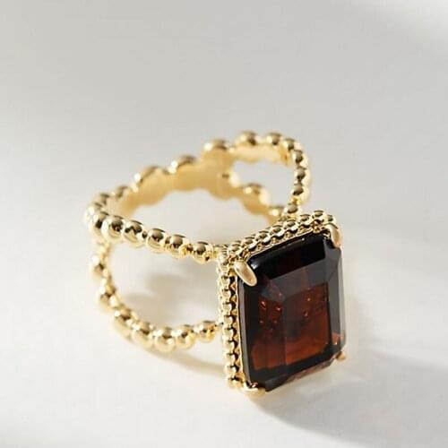 Modyle Princess Cut 13 CT Red Zircon Gold Color Engagement Rings wedding Square Rings Girls Party ring Gifts