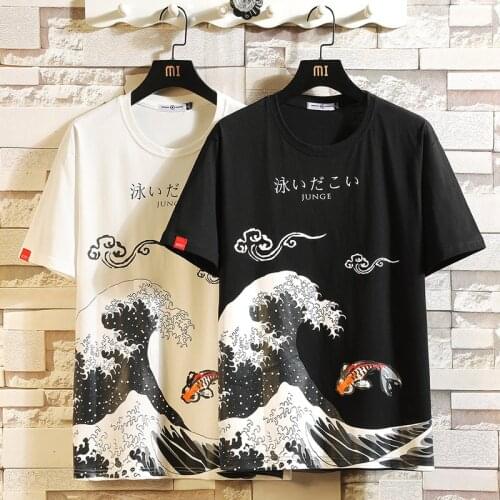 Anime Print Oversized Harajuku Men T Shirt Hip-Hop Cotton T-shirt Summer Japanese Male Causal Tshirts 5XL Loose Tees