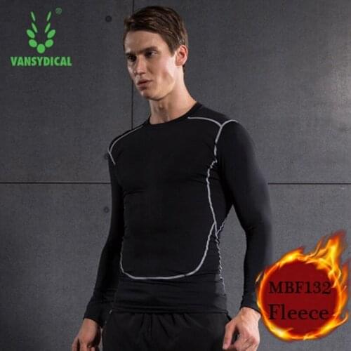 Mens Sport Compression Shirt Tights Base Layer Fitness Spandex Fleece Running Long Sleeve Bodybuilding Clothes Gym T-shirt