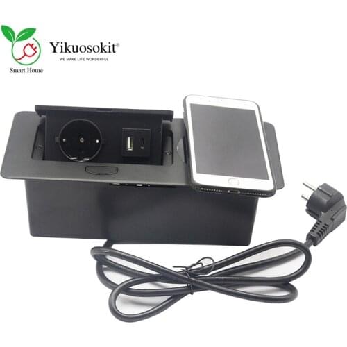 New Arrival Hidden Recessed Desktop Damping Pop Up Socket with USB(A+C) Port For Home Furniture Kitchen Cabinet Table top