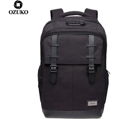 OZUKO Casual Mens Backpack USB Charging Anti-theft Password Lock Notebook Laptop Backpacks School Bag for Teenage Boys Mochilas