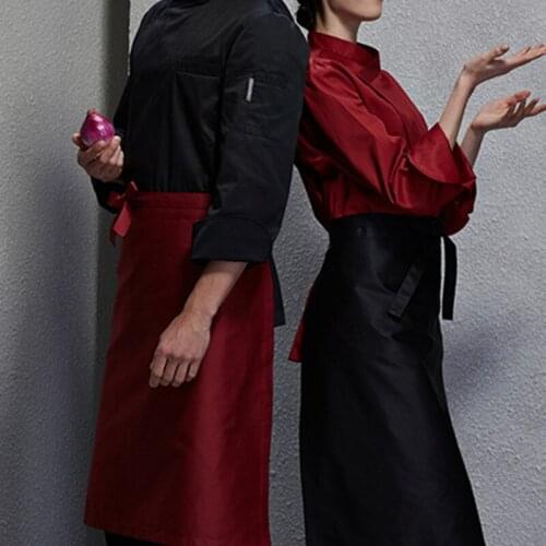 Half Length Poly Cotton Waist Apron Barista Bartender Waiter Cafe BBQ Chef Uniform Restaurant Baker Waitress Kitchen Workwear D2