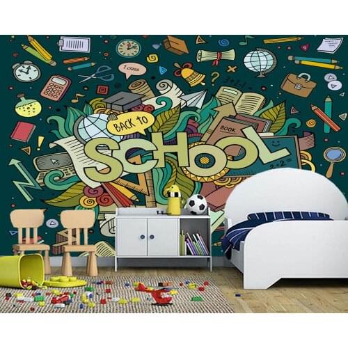 Custom papel de parede infantil,school cartoon doodle element mural for living room bedroom sofa background decoration wallpaper