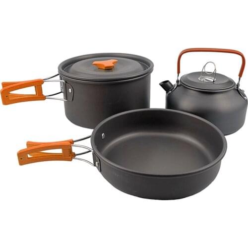 Picnic Camping Cookware Ultra-Light Portable Outdoor Water Kettle Pan Pot Travel Aluminum Cooking Kits Utensils Hiking Picnic