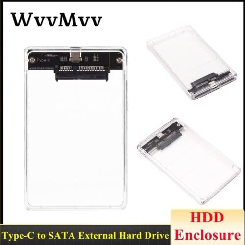 Transparent Type-C to SATA External Hard Drive Disk HDD Enclosure Case Shell Cover For 2.5inch SATA SDD HDD Support 2TB hot sale