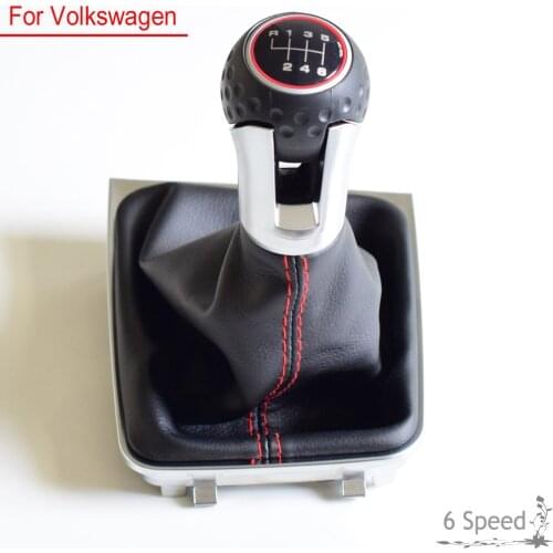 For VW Golf 7 A7 MK7 GTI GTD 2013 2014 2015 2016 2017 2018 Car 6 Speed Car Gear Stick Level Shift Knob With PU Leather Boot LHD