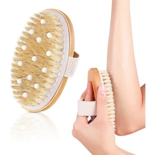 Dry Skin Body Brush Soft Natural Bristle Shower Brushes Wooden Dead Skin Remover Brush SPA Body Massage Brushes Without Handle