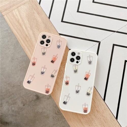 Cute milk tea cup candy case for iphone 12 Pro Max 11 phone cases 7 8 Plus 12 Mini 11Pro X Xs Xr soft cover camera protect funda
