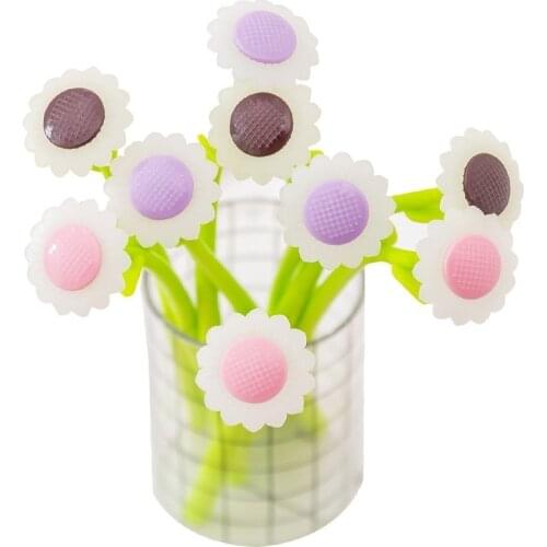 Creative Heliochromic Sunflower Silica Gel Pen Black 0.5mm Student Stationery Pen Wholesale Kawaii School Supplies