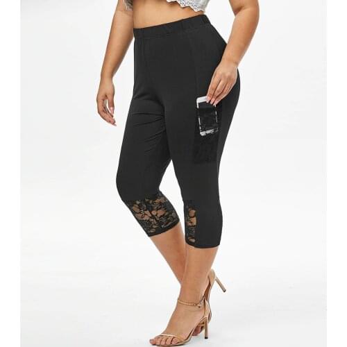 5xl Plus Size Lace Skinny Leggings Women Sport Pants Cropped Trousers Push Up Leggings Fitness stretch Skinny Pants Leggins A50