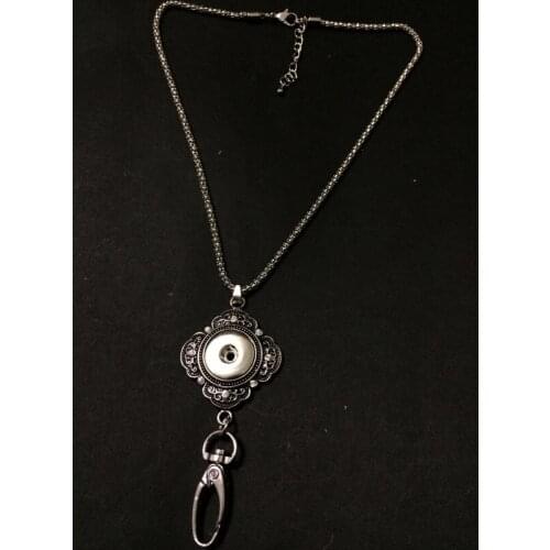 10pcs/lot New Design Metal SNap Button Necklace Square Diy Snaps Button Pendant Charm Necklace Jewelry With Key chain