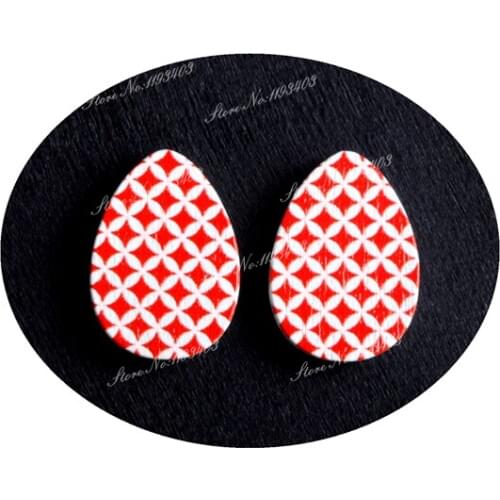 13x18mm Geometry Tear Drop Shape Painted Wood Laser Cut Cabochon to make DIY Rings, Earrings, Brooch, Necklace pendant