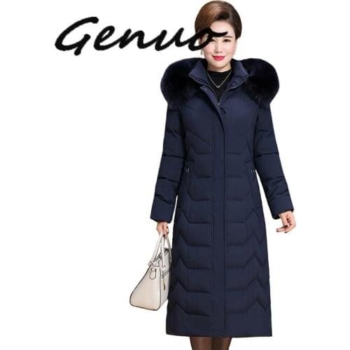2019 Warm Winter Jacket Women Plus Size 5XL 6XL Womens Long Parkas Hooded Fur Collar Slim Womens Down Cotton Jacket Winter Coat