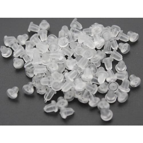 300pcs 4.5x4mm Clear Soft Silicone Rubber Earring Backs Safety Bullet Stopper Rubber Jewelry Accessories DIY Parts Ear Plugging