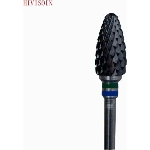 5 Pcs- Black Zirconia Ceramic Dental Lab Burs - Bullet Shape -Cross cut (1401.060)