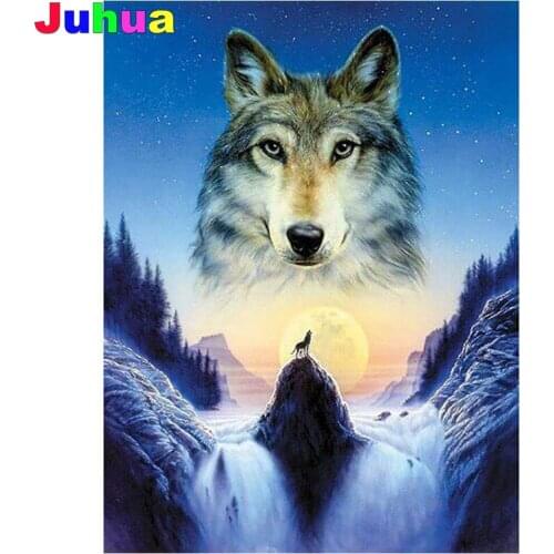 Wolf 5D DIY diamond painting,full,square,round waterfall animal diamond embroidery gift kit mosaic diamond stitch home decor