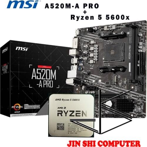 AMD Ryzen 5 5600x R5 5600x CPU + MSI A520M-A PRO Motherboard Set meal Socket AM4 New / no fan
