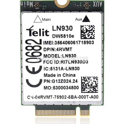 Wireless DW5810e Telit LN930 NRR39 for Dell 4G/LTE/DC-HSPA+ WWAN NGFF Module Card 100 Mbps