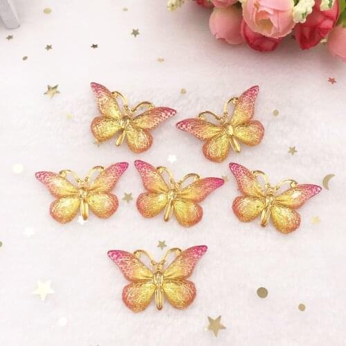 Shiny Colorful Butterfly Flat Back Rhinestone Appliques 50pcs DIY 1 Hole Bead Wedding Decoration Home Craft Christmas Gift W755