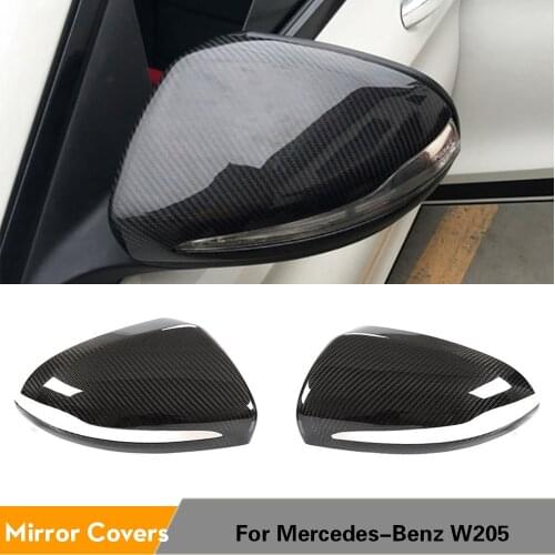 Dry Carbon Fiber RHD Car Rearview Mirror Cover Cap for Mercedes-Benz W205 2015 - 2019 Add On Side Mirror Covers Caps