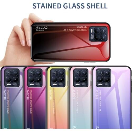 For OPPO Realme 8 Pro Case Luxury Hard Tempered Glass Gradient marble Protective Back Cover case For OPPO Realme C20 C21 Realme8