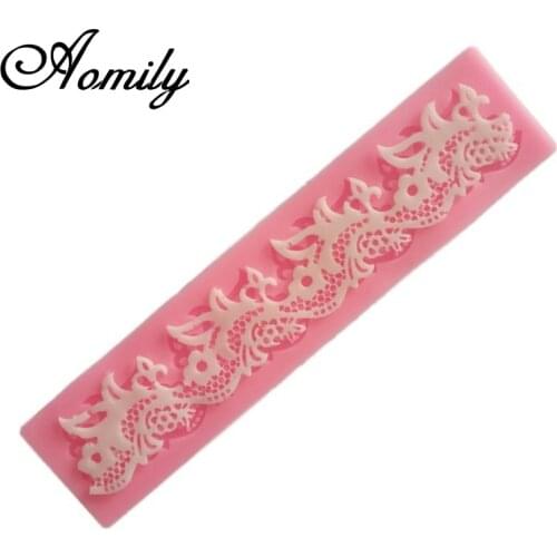 Aomily Flower Lace Skirt Cake Mold Wedding Cake Silicone Fondant Mold Mousse Brim Decor Sugarcraft Icing Mat Pad Pastry Baking