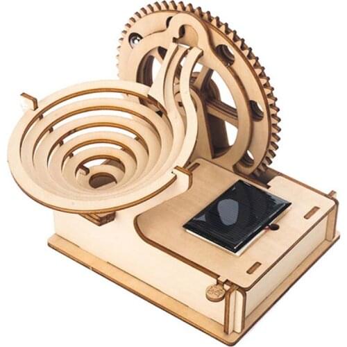 Wooden Solar Track Ball DIY 3D Wooden Race Run Maze Puzzle Building Kits Toys