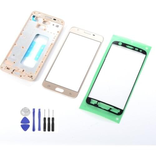 For Samsung Galaxy J5 Prime SM-G570F G570 On5 2016 Front Glass Touch Screen Sensor+LCD Housing Middle Frame+Adhesive+Tools
